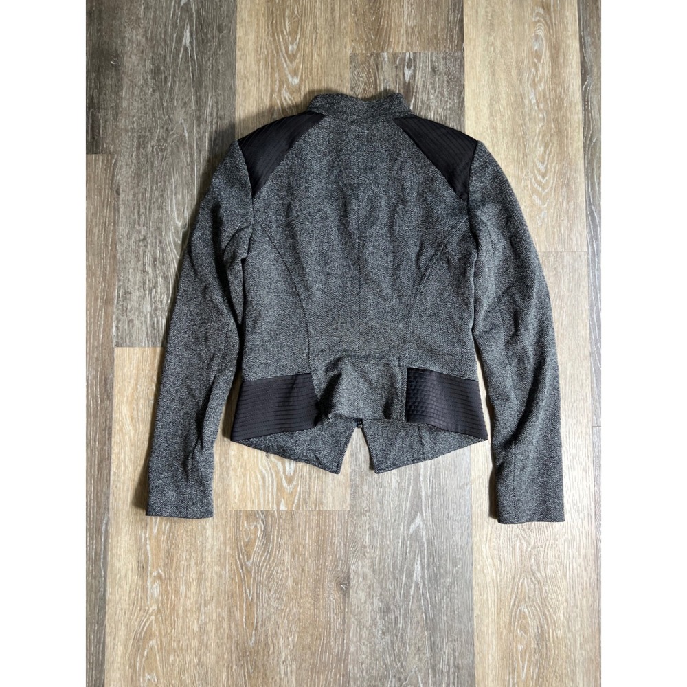 White House Black Market Jacket Womens‎ XS Black Gray Excellent Tweed Moto Zip - Picture 7 of 7